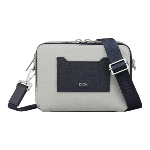 DIOR Коровья кожа крупнозернистая текстура сумка через плечо стандартная мужская морской синий серый