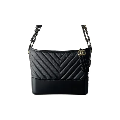 CHANEL Gabrielle Smooth Calfskin Hobo Bag Crossbody Bag Shoulder Bag Women's Black