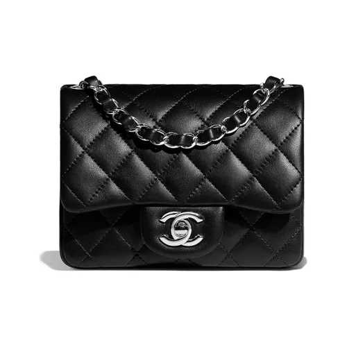 CHANEL Classic Flap CF Lambskin Mini Square Flap Bag Crossbody Bag Shoulder Bag Mini Women's Black