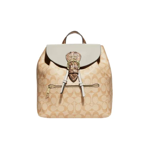 COACH Kleo Змеиная кожа с принтом холст рюкзак средний женский хаки монограмма