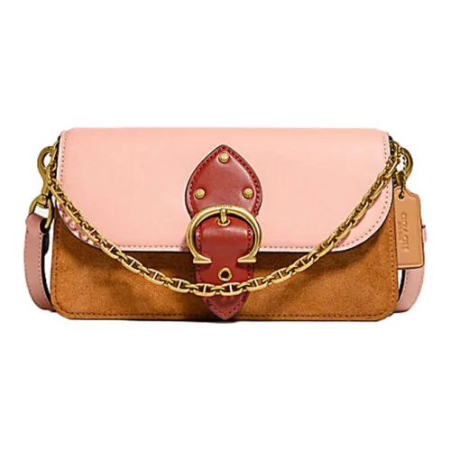 COACH Beat Кожа Цепляемая Сумка через плечо Маленькая Женская Вишневый цветок Розовый и Коричневый Многоцветный