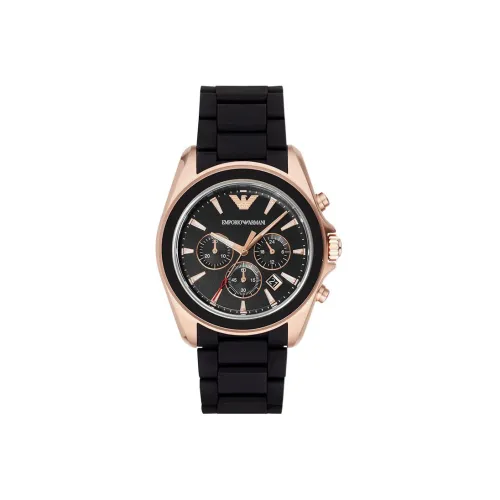 EMPORIO ARMANI Кварцевый механизм Мужские THREE Eye Хронограф Часы 44мм*12мм Черный