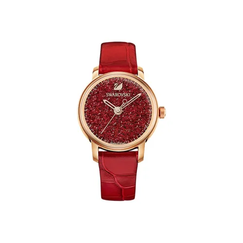 Swarovski Наручные часы Кварцевый механизм Кожаный ремешок Красный циферблат Женские часы