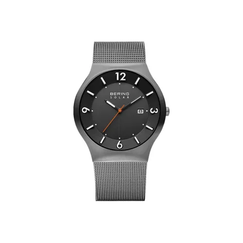 Bering Наручные часы Свет Перезаряжаемые Кварцевый механизм Нержавеющая сталь Ремешок 40 мм Черный циферблат Мужские часы