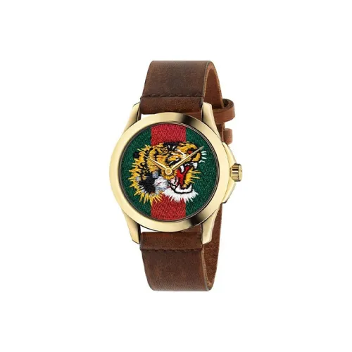 GUCCI Мужские часы Кварцевый механизм Кожаный ремешок 38 мм Зеленый циферблат