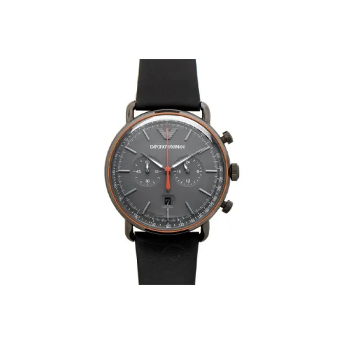 EMPORIO ARMANI Мужские часы Кварцевый механизм Кожаный ремешок Корова Серый циферблат