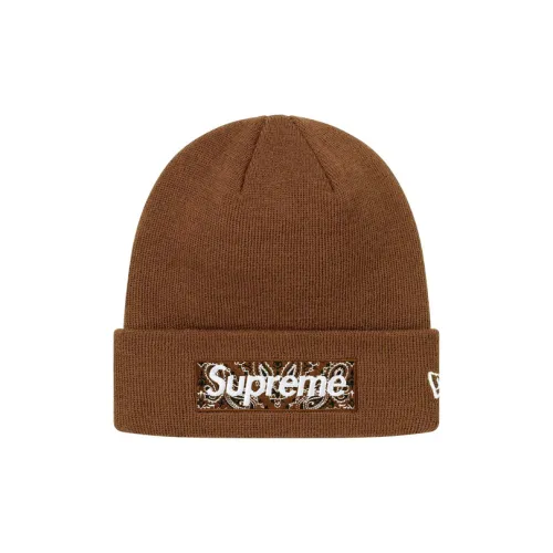 Supreme x New Era Акриловые шапки-бини унисекс коричневые