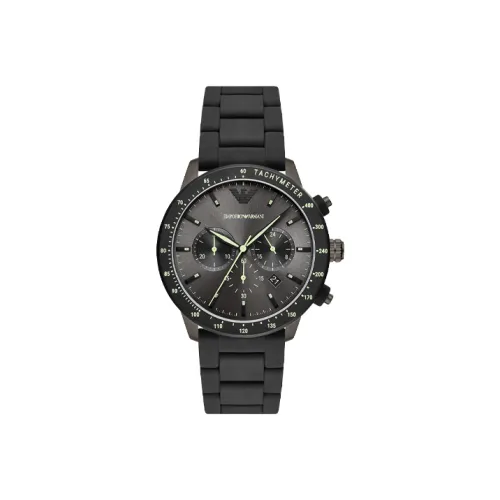 EMPORIO ARMANI Черный Warrior Pilot Часы Кварцевый механизм Ремешок из нержавеющей стали 44 мм Черный циферблат