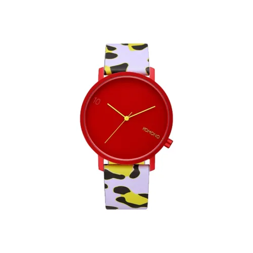 KOMONO LEWIS Collection Кварцевые часы Кожаный ремешок 40,5 мм Красный циферблат Унисекс