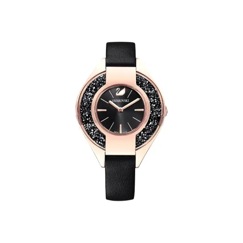 Swarovski SwarovskiCRYSTALLINE Наручные часы Кварцевый механизм Натуральная кожа Ремешок Черный циферблат Женские часы 5547632