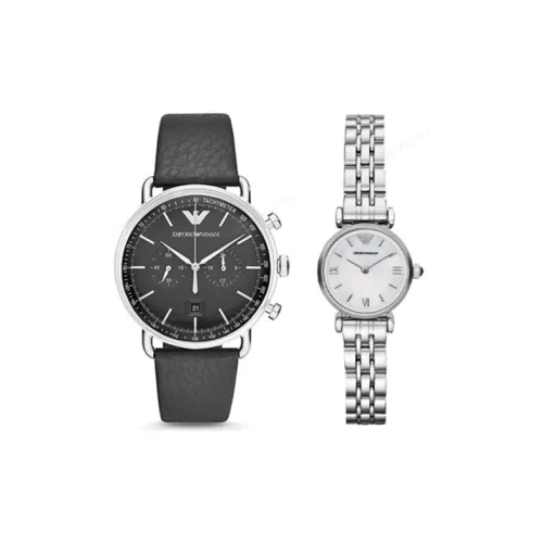 EMPORIO ARMANI Watch Кварцевый механизм Естественная кожа Ремешок 43 мм Белый циферблат Унисекс