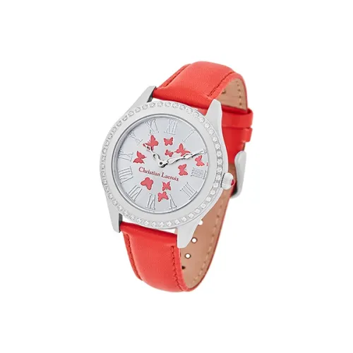 Christian Lacroi Наручные часы Кварцевый механизм Кожаный ремешок Белый циферблат Женские часы