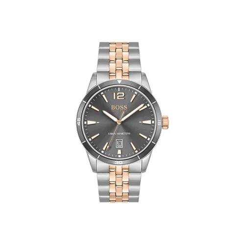 Hugo Boss Мужские часы Кварцевый механизм Ремешок из нержавеющей стали 42 мм Серый циферблат