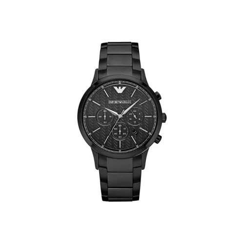 EMPORIO ARMANI Мужские часы Кварцевый механизм Ремешок из нержавеющей стали 43 мм Черный циферблат