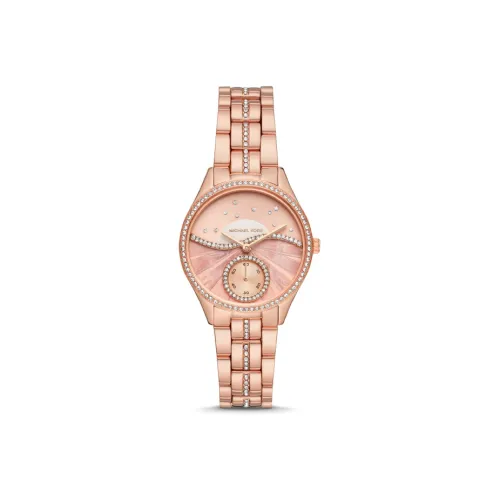 MICHAEL KORS LAURYN Коллекция Наручные часы Кварцевый механизм Ремешок из нержавеющей стали Розовый циферблат Женские часы MK4436 1