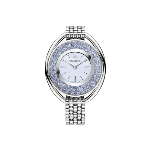 Swarovski Crystalline Oval Женские часы кварцевый механизм ремешок из нержавеющей стали синий циферблат