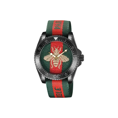 GUCCI Dive Collection Мужские часы Кварцевый механизм Нейлоновый ремешок Зеленый циферблат