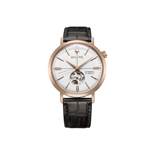 BULOVA Classic Gentleman Collection Механические часы с искусственным кожаным ремешком 41 мм белый циферблат