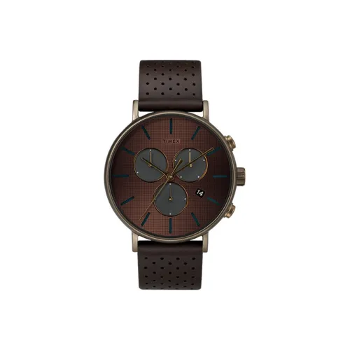 TIMEX Наручные часы Кварцевый механизм Кожаный ремешок Кофейный циферблат Часы Мужские