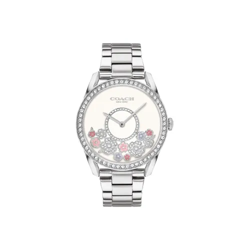 COACH PRESTON Women's Watch Кварцевый механизм ремешок из нержавеющей стали белый циферблат