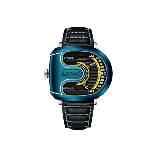 ATOWAK Supercar Наручные часы Автоматический Механический Механизм Натуральная Кожа Ремешок 46,5*40,5 мм Черный Циферблат Мужские часы