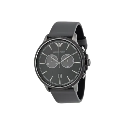 EMPORIO ARMANI Наручные часы Кварцевый механизм Кожаный ремешок 43 мм Черный циферблат Мужские часы