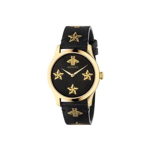 GUCCI G Timeless Collection Кварцевые часы Естественная кожа Ремешок Черный циферблат Унисекс