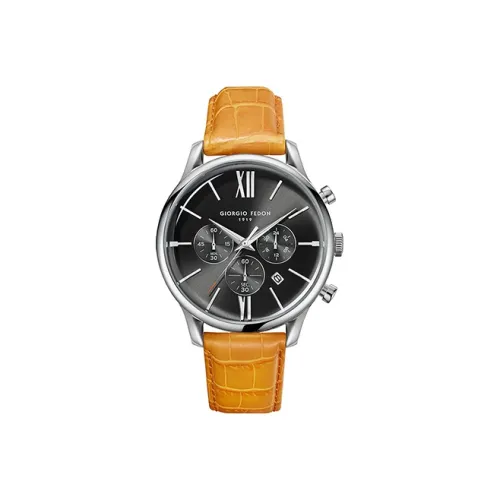 GIORGIOFEDON1919 Серия The Magician Наручные часы Кварцевый механизм Искусственная кожа Ремешок 45 мм Черный циферблат Мужские часы