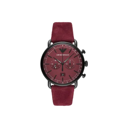 EMPORIO ARMANI Pilot Collection Мужские часы Кварцевый механизм Кожаный ремешок 43 мм Красный циферблат Часы Мужские AR11265