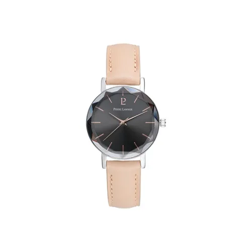 PierreLannier Наручные часы Кварцевый механизм Натуральная кожа Ремешок 30MM Черный циферблат Женские часы 009M684