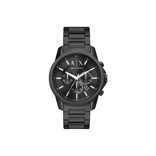 ARMANI EXCHANGE Мужские часы Кварцевый механизм Ремешок из нержавеющей стали 44 мм Черный циферблат Часы AX1722
