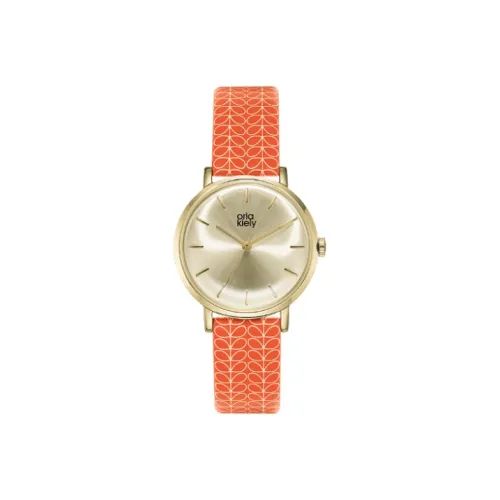 ORLA KIELY Women's Watch Кварцевый механизм Телячья кожа Ремешок 34 мм Серебристый циферблат OK2068
