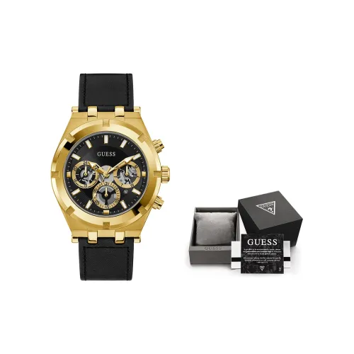 GUESS Business Collection Мужские часы Кварцевый механизм Естественная кожа Ремешок Черный циферблат