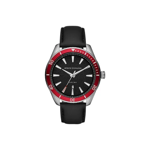 ARMANI EXCHANGEAE Мужские наручные часы кварцевый механизм искусственный кожаный ремешок черный циферблат