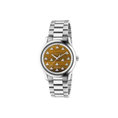 GUCCI G Timeless Collection Мужские наручные часы Автоматический механический механизм Ремешок из нержавеющей стали Золотой циферблат