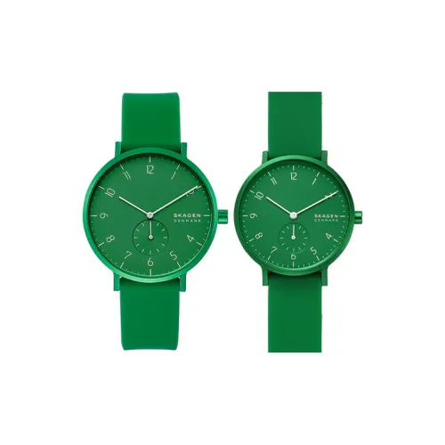 SKAGEN Watch Кварцевый механизм Силиконовый ремешок 41 мм Зеленый циферблат Унисекс