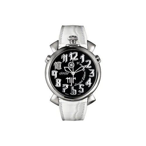 GAGA Ultra Thin Collection Наручные часы Кварцевый механизм Естественная кожа Ремешок 46 мм Черный циферблат Унисекс