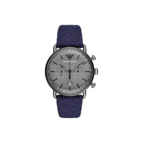EMPORIO ARMANI Наручные часы Кварцевый механизм Холст Ремешок 48 мм Серый циферблат Мужские часы