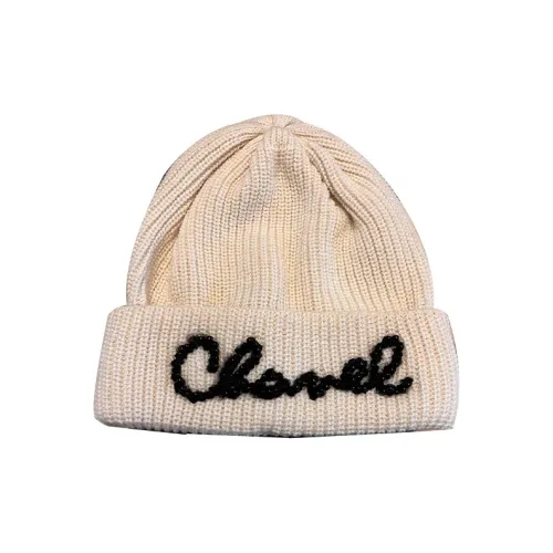 CHANEL Плюшевые пряжа шапки-бини женские экрю