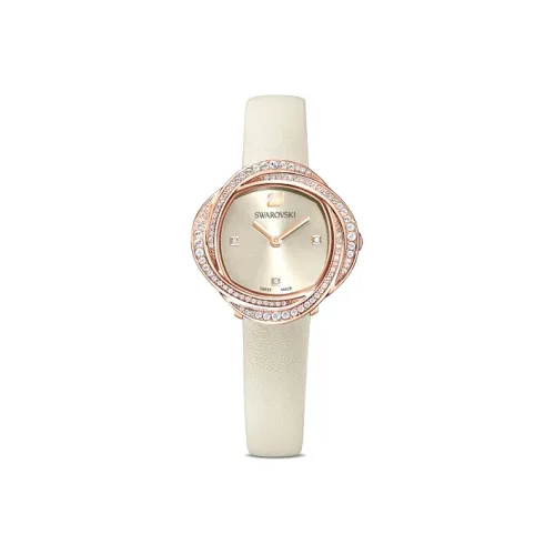 Кристалл Swarovski Цветочный Дизайн Наручные Часы Кварцевый Механизм Золотистый Циферблат Женские Часы