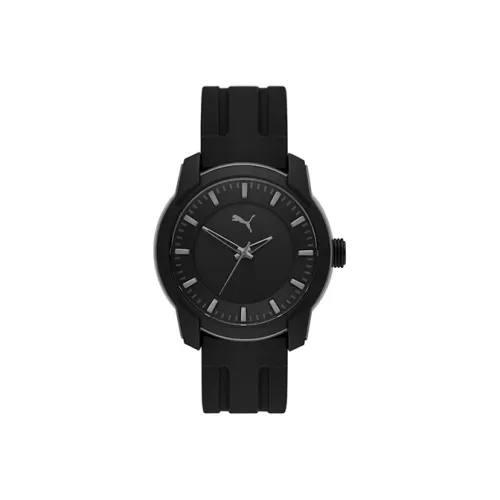 PUMA Мужские часы Кварцевый механизм Резиновый ремешок 45 мм Черный циферблат Часы P6018