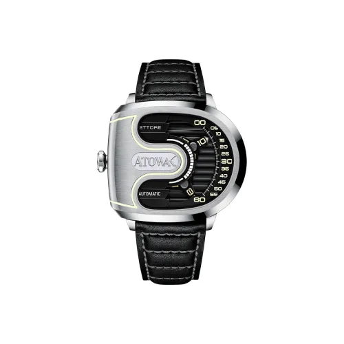 ATOWAK Supercar Автоматический Механический Механизм Коровья Кожа Ремешок Мужские Часы Черный Циферблат