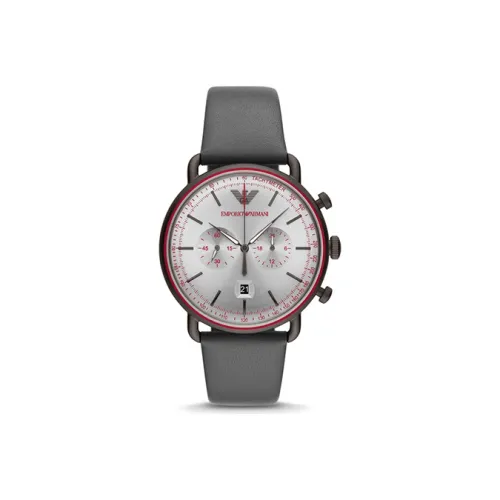 EMPORIO ARMANI Мужские часы Кварцевый механизм Кожаный ремешок Серый циферблат Часы AR11384