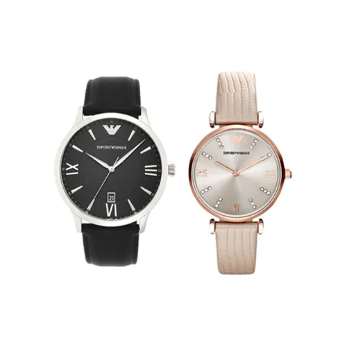 EMPORIO ARMANI Watch Кварцевый механизм Кожаный ремешок 43 мм Черный циферблат Унисекс