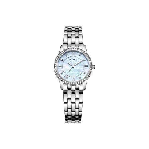 BULOVA Наручные часы Кварцевый механизм 27 мм Жемчужная раковина Циферблат Цвет Женские часы 96X155