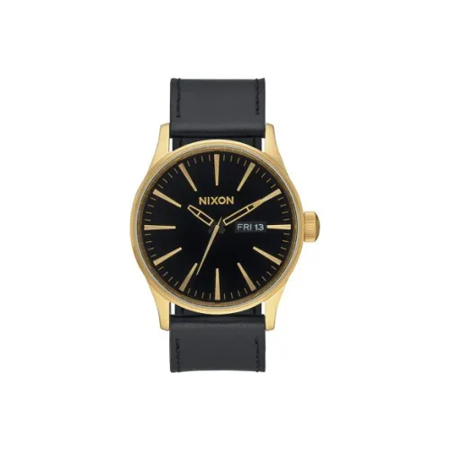 NIXON Кварцевый механизм Мужские часы Sentry Leather 42 мм Черные