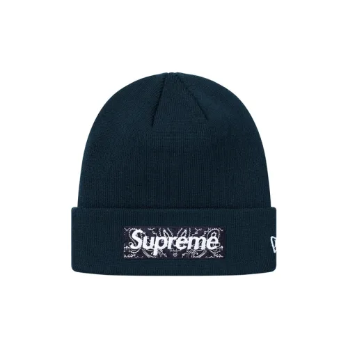 Supreme x New Era Акриловые шапки-бини Унисекс Морской синий