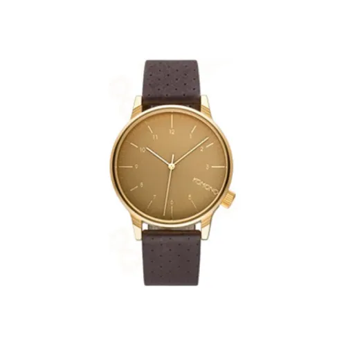 KOMONO Наручные часы Кварцевый механизм Кожаный ремешок 41 мм Желтый циферблат Часы Мужские