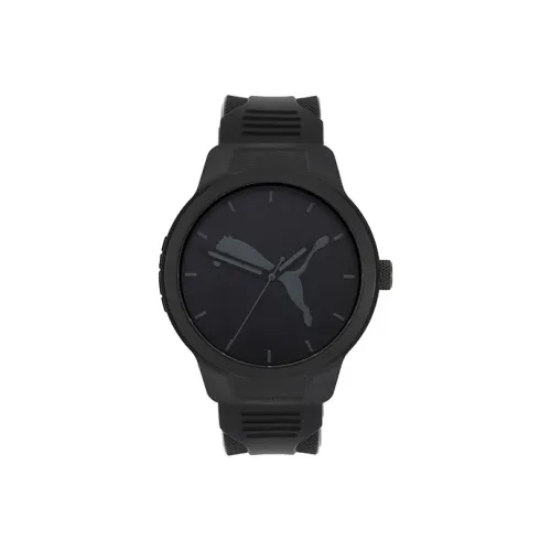 PUMA Reset Series Мужские часы Кварцевый механизм Резиновый ремешок 43 мм Черный циферблат Часы P5004 Черные