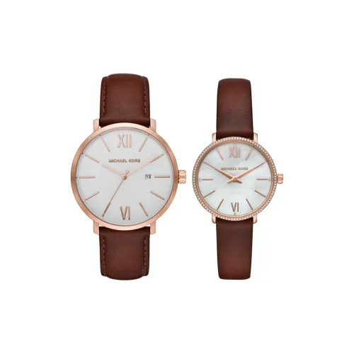 MICHAEL KORS Наручные часы Кварцевый механизм Кожаный ремешок Коричневый циферблат Унисекс